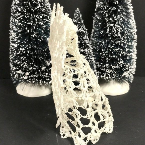 1 Vintage Christmas Angel white cotton thread Crochet stiffened Angel Christmas - Picture 6 of 8